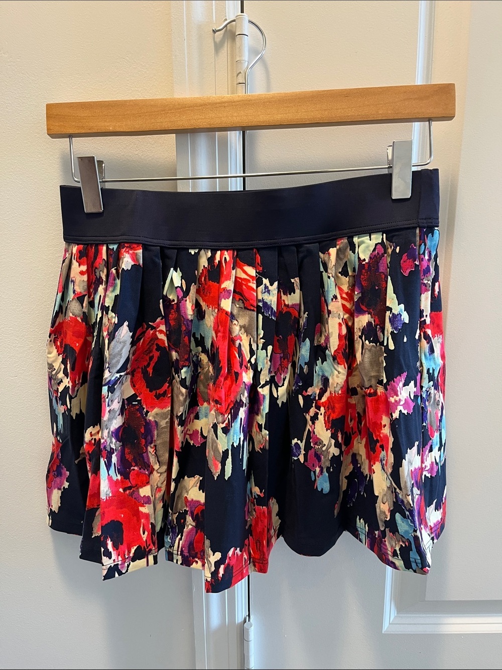 kate spade Navy Floral Pleated Skater Skirt